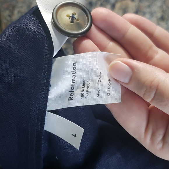 Reformation Navy Linen Mini Dress. Size Large. - Picture 8 of 8